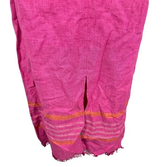 Liz Claiborne Sport 100% Linen Pink Sleeveless Maxi Dress Fringe Trim NWT sz 8 - Picture 11 of 16